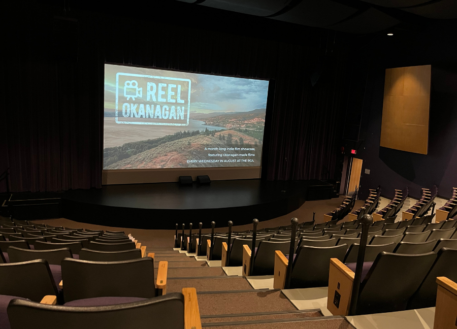 An empty Mary Irwin Theatre set up ready for the first Reel Okanagan screening, Eddy's Kingdom.